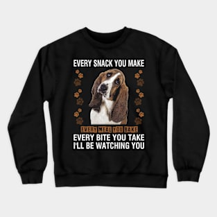 Cute and Curled Basset I'll Be Watching You Tee Delight Crewneck Sweatshirt